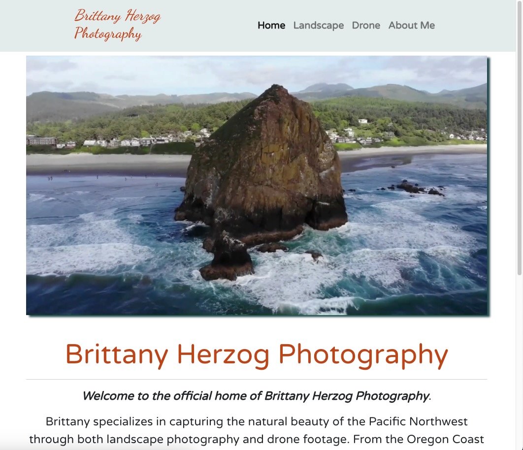 Screenshot of Brittany Herzog Photography website